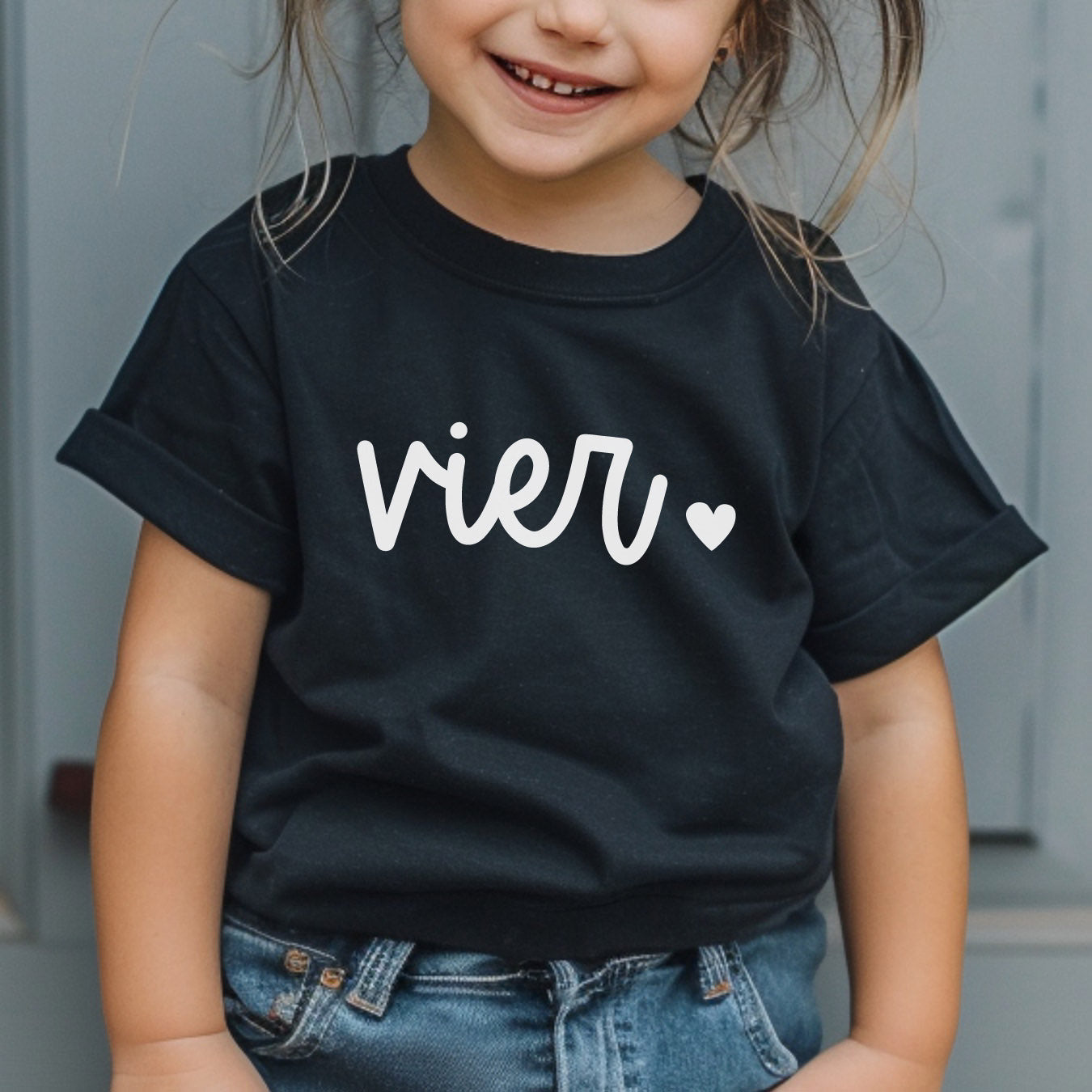 Geburtstagsshirt "vier ♥" für den 4. Geburtstag