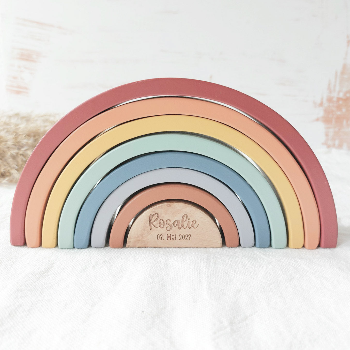 Generisch Holzbausteine-Set, Regenbogen-Stapelspielzeug Aus Holz
