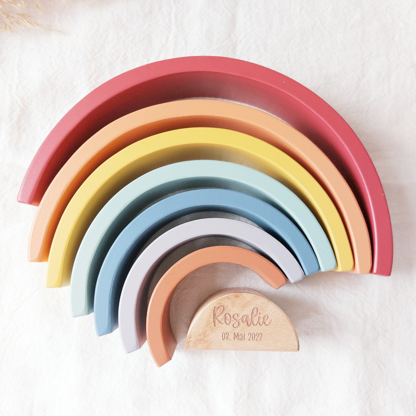 Geschenk zur Taufe: Holz-Regenbogen (personalisiert) - Einzelteile