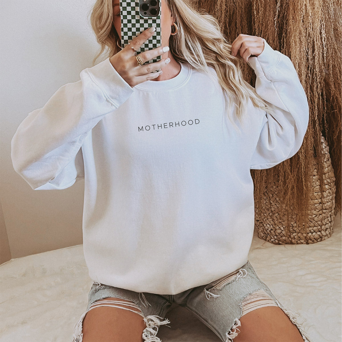 Mama-Sweater "MOTHERHOOD" (weiß), #Geschenk zur Geburt