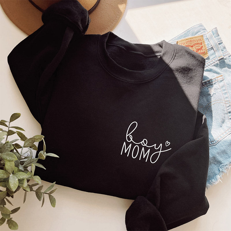 Mama-Sweater "boy MOM" (schwarz), #Geschenk für die Mama eines Jungen