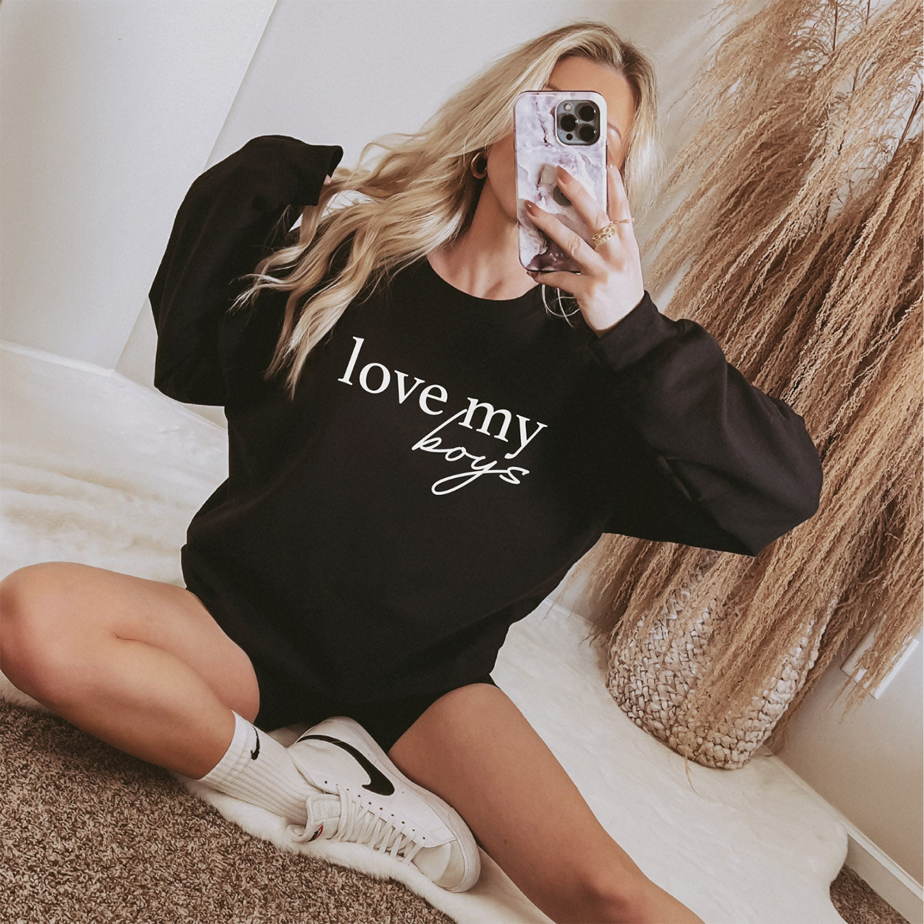 Mama-Pullover "love my boys" (schwarz) als Geschenk für die Mama von Jungen