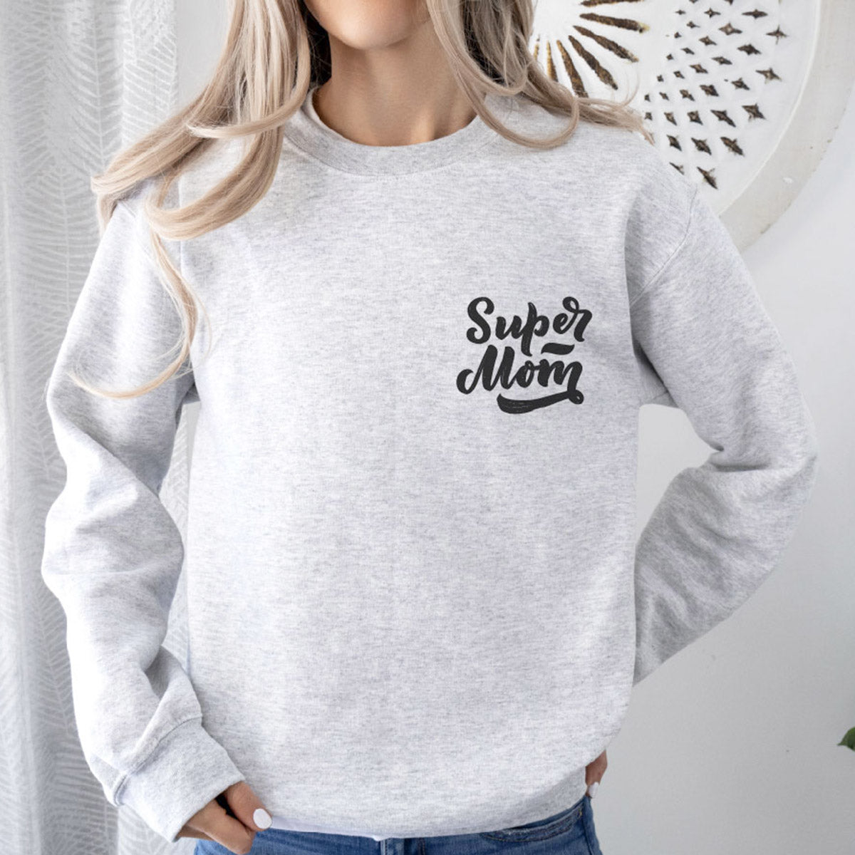 Mama-Sweater "Super Mom" (grau), #Geschenk Muttertag