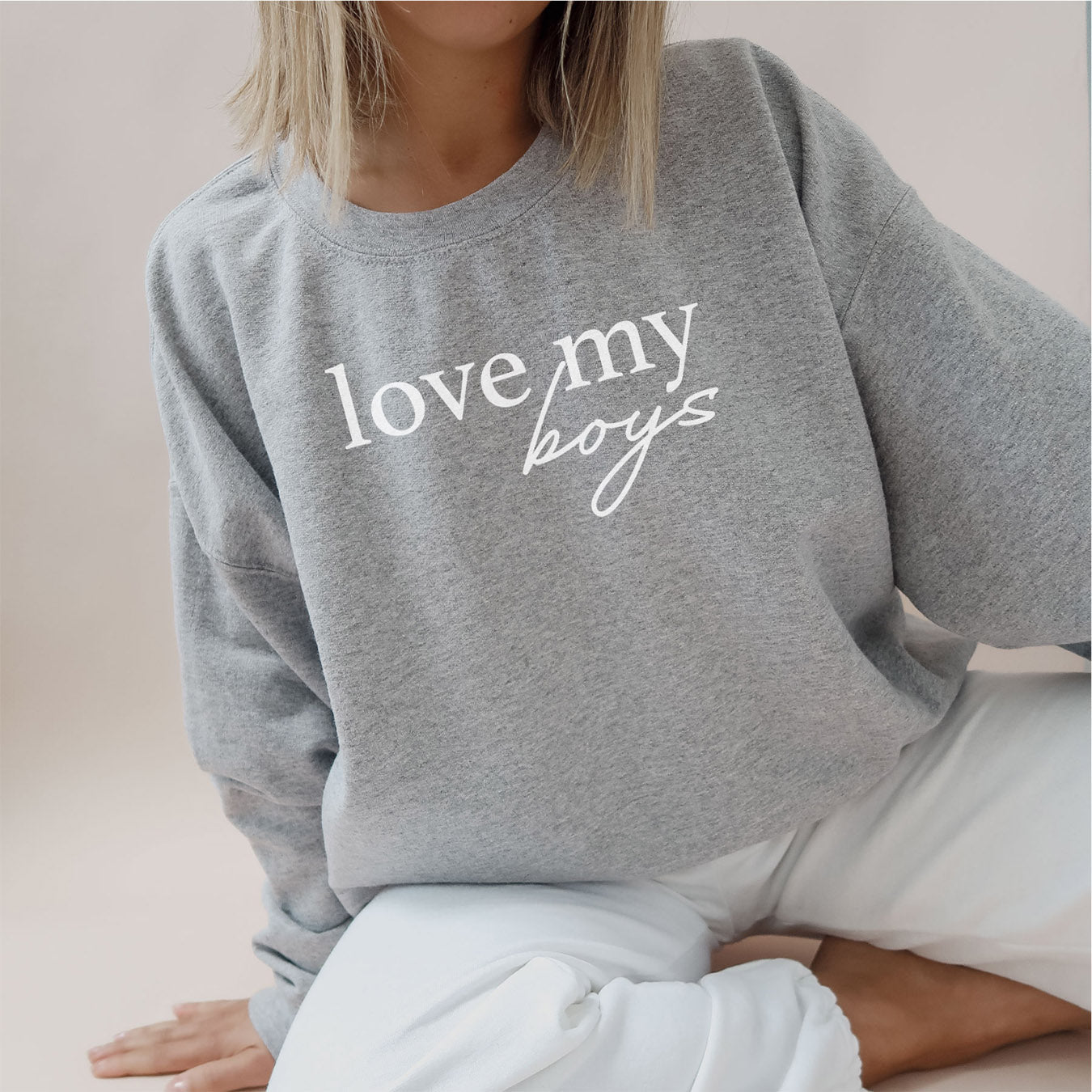 Mama-Pullover "love my boys" (grau) als Geschenk für die Mama von Jungen