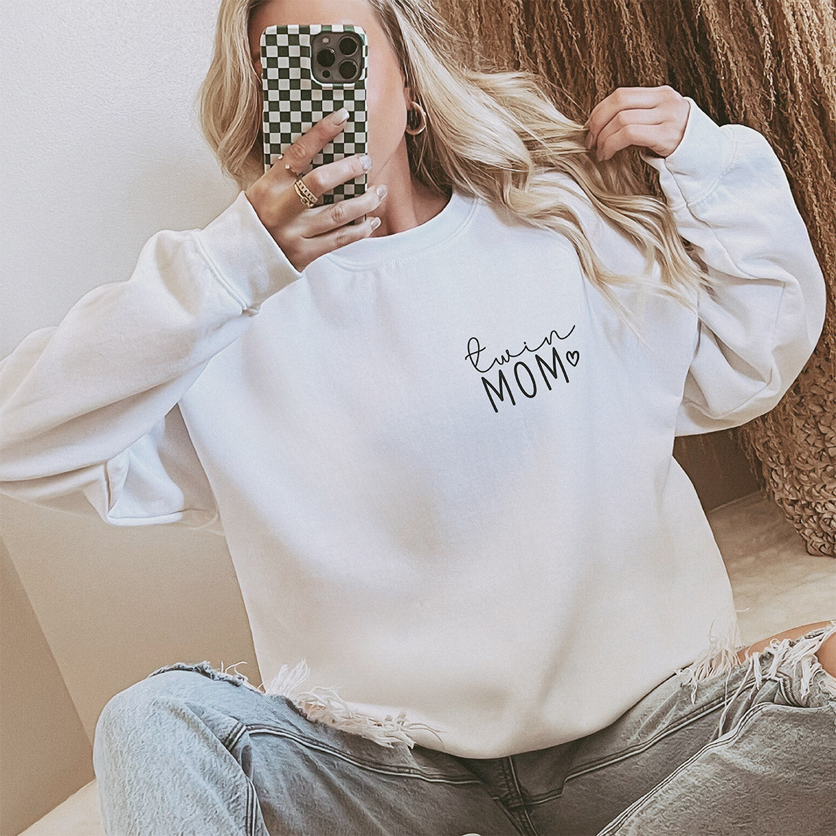 Mama-Sweater "twin MOM" (weiß), #Geschenk zur Geburt Zwillinge
