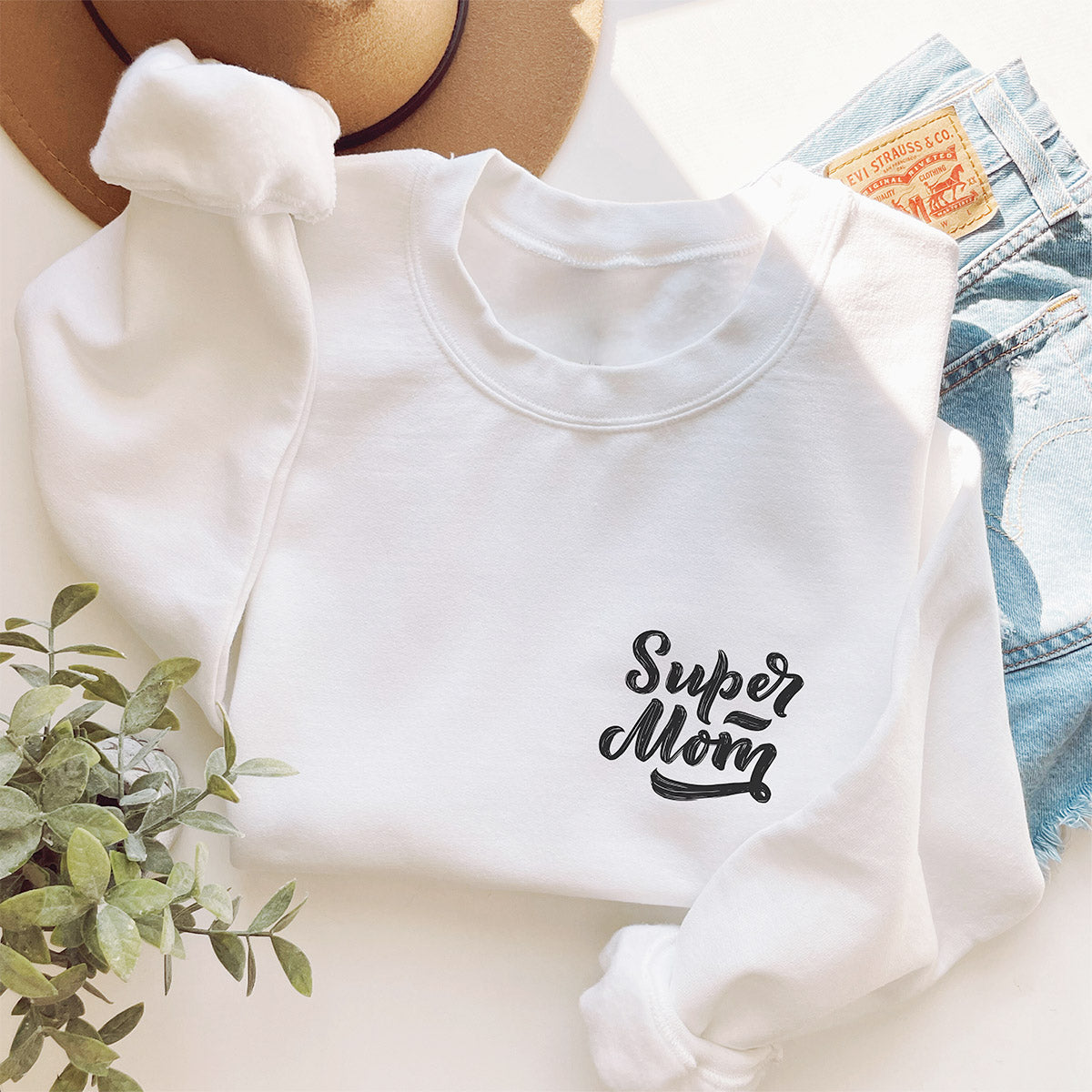 Mama-Sweater "Super Mom" (weiß), #Geschenk Muttertag