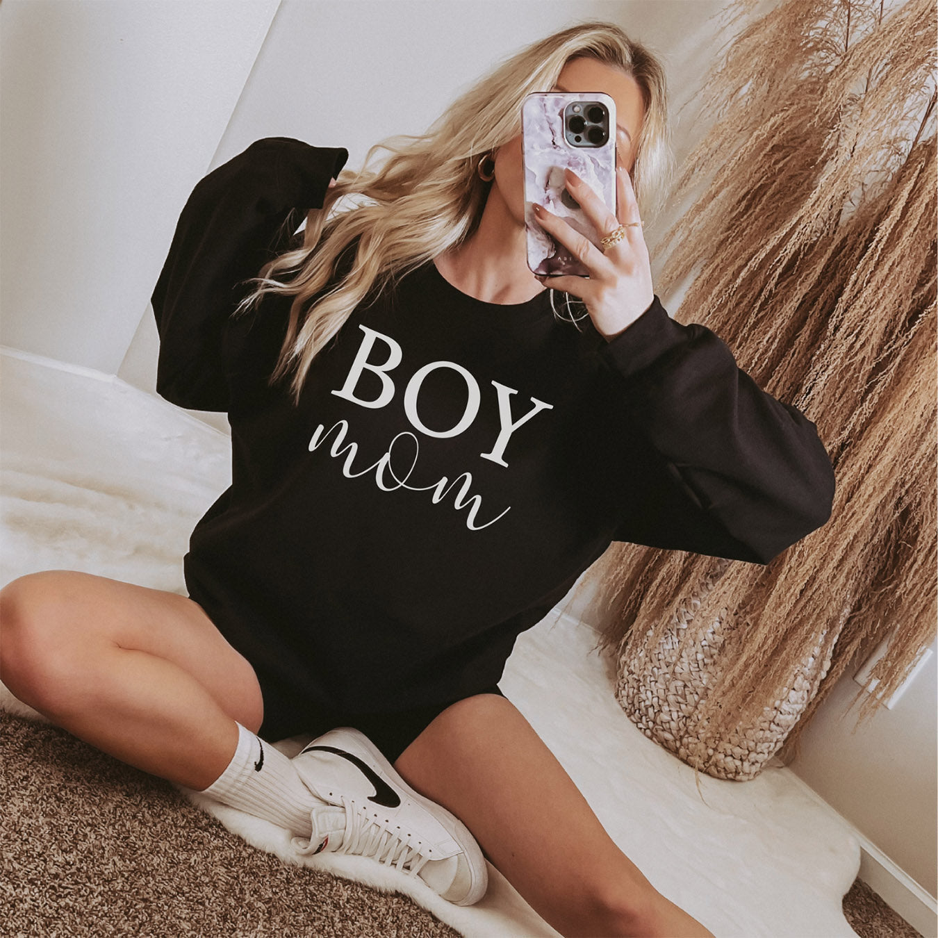 Mama-Pullover "BOY mom" (schwarz), #Geschenk zur Geburt Junge