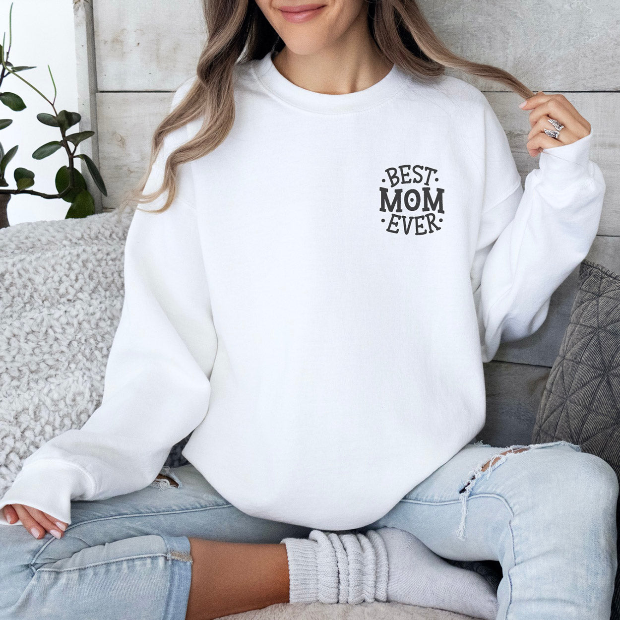 Mama-Sweater "BEST MOM EVER" (weiß), #Geschenk Muttertag