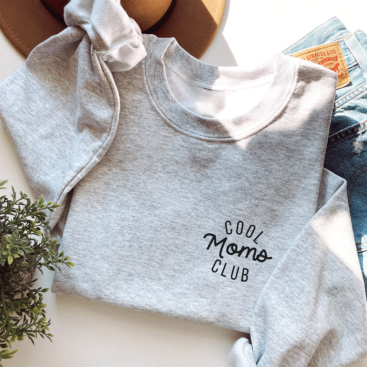 Mama-Sweatshirt "Cool Moms Club" (grau-meliert) als Geschenk für die Mama