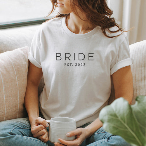 Braut-Shirt "BRIDE" mit Jahresangabe für den Junggesellinnenabschied