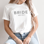 Braut-Shirt "BRIDE" mit Jahresangabe für den JGA der Braut