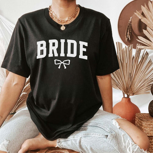 Braut T-Shirt (schwarz) mit weißen "BRIDE"-Aufdruck