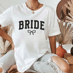 Braut T-Shirt (weiß) mit schwarzen "BRIDE"-Aufdruck