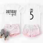 Geburtstag-Outfit für Mädchen: T-Shirt "BIRTHDAY girl" (personalisiert im Trikot-Style)