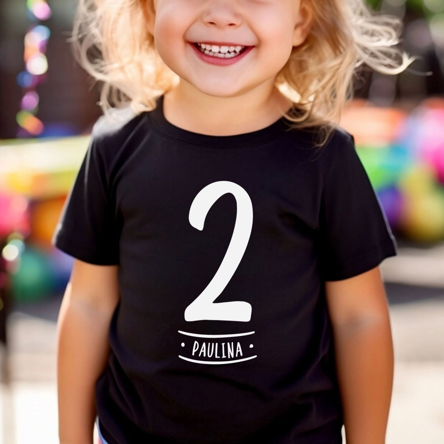 schwarzes Geburtstag T-Shirt (Kind), mit Altersangabe und Name