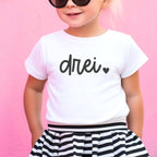 Geburtstagsshirt "drei ♥" für den 3. Geburtstag