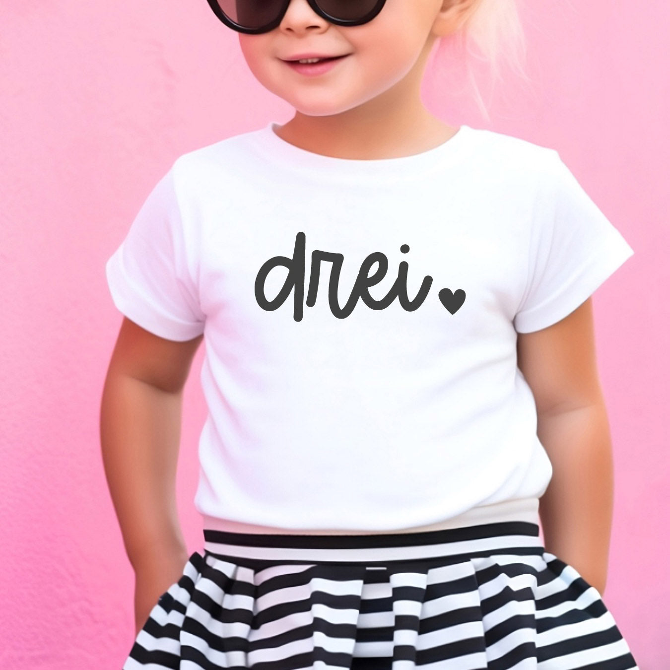 Geburtstagsshirt "drei ♥" für den 3. Geburtstag