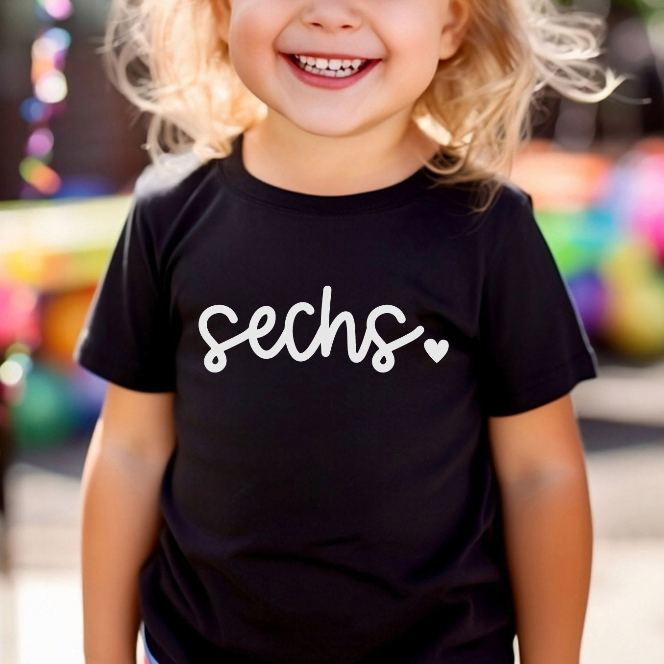 Geburtstagsshirt "sechs ♥" für den 6. Geburtstag