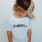 Geburtstagsshirt "sieben ♥" für den 7. Geburtstag