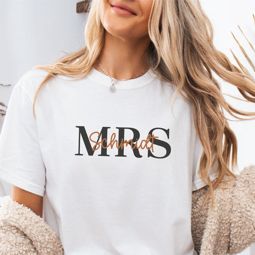 Braut T-Shirt "MRS" personalisiert mit Nachname #Geschenk Brautparty