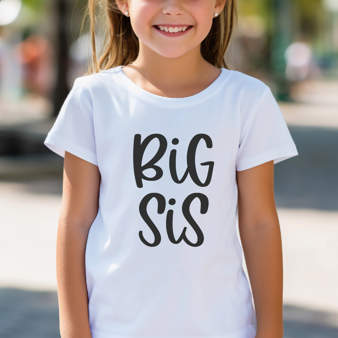 Geschenk zur Geburt des Geschwisterchens: T-Shirt mit „BiG Sis“ Aufdruck für die große Schwester