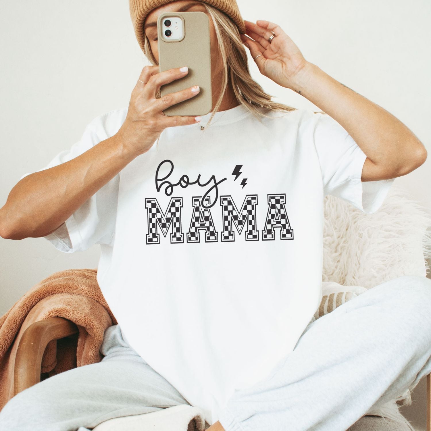 Mama T-Shirt (weiß) "boy ↯ MAMA", #Geschenk Geburtstag