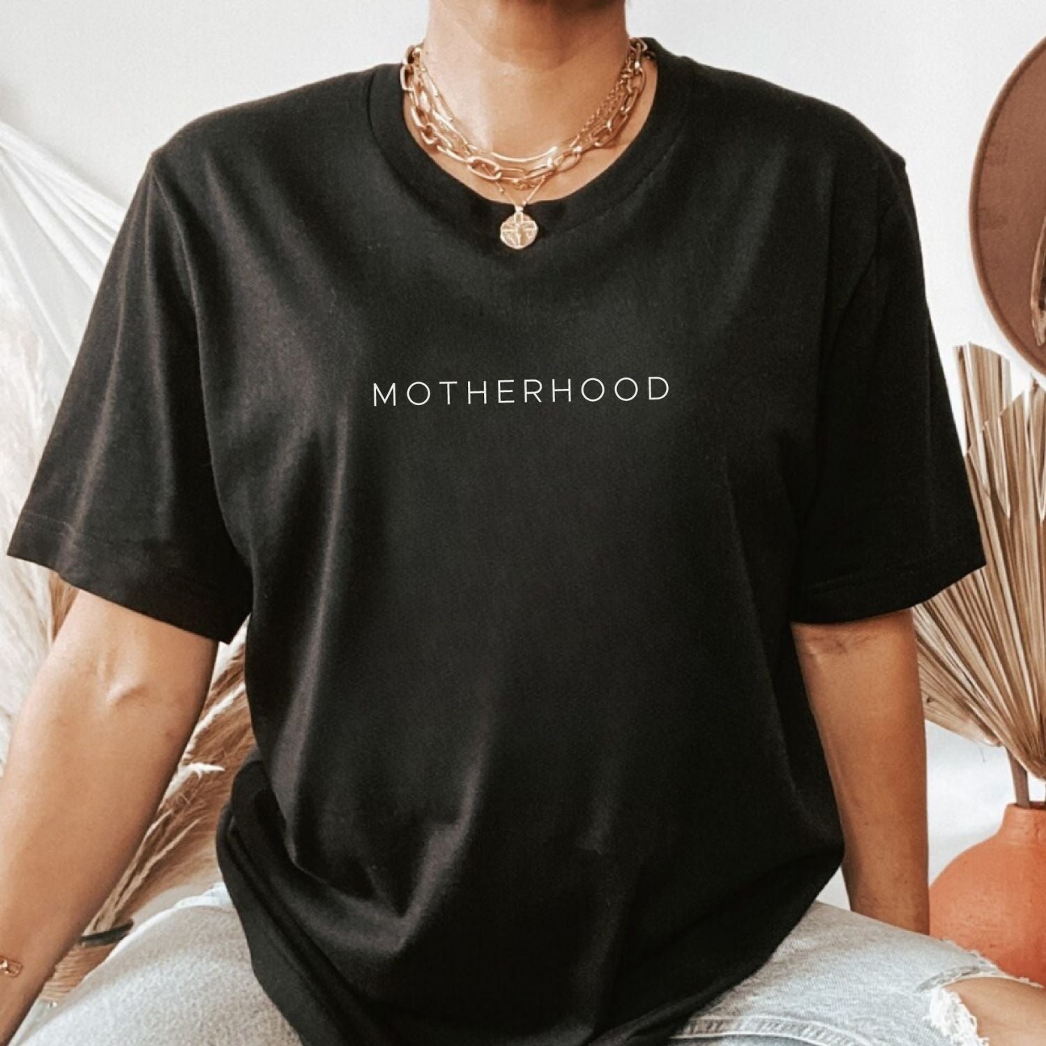 Mama T-Shirt "MOTHERHOOD" (schwarz), #Geschenk Muttertag