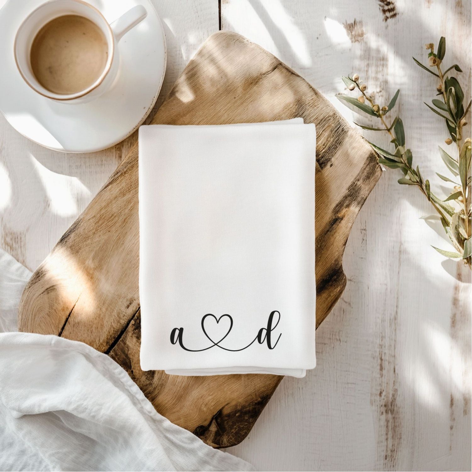 Geschirrtuch (mit 2 Initialen), #Geschenk für Paare