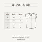Grafik: Größentabelle Bodyfit (nillie Damen-Shirts)