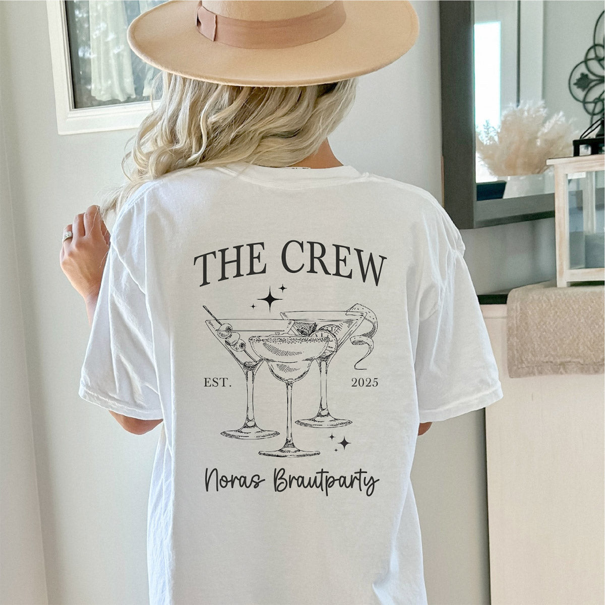 Rücken-Aufdruck: JGA T-Shirt "The Crew" (+ Personalisierung) für den JGA der Braut