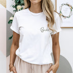 JGA T-Shirt "Bride" (weiß, Design #7)