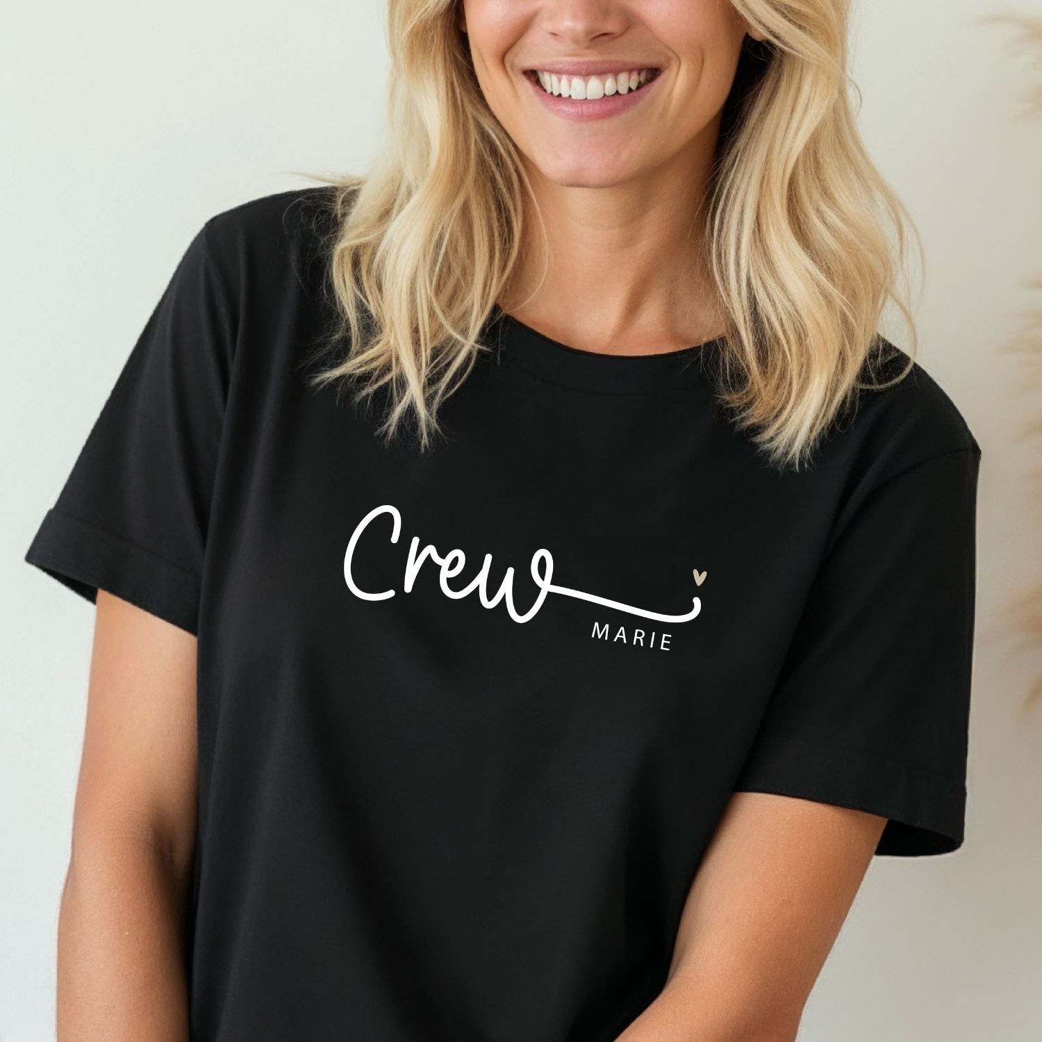 JGA T-Shirt "Crew" mit Name, #Junggesellinnenabschied