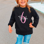 Geburtstagsshirt (langarm) für Kinder, personalisiert mit Name und Alter