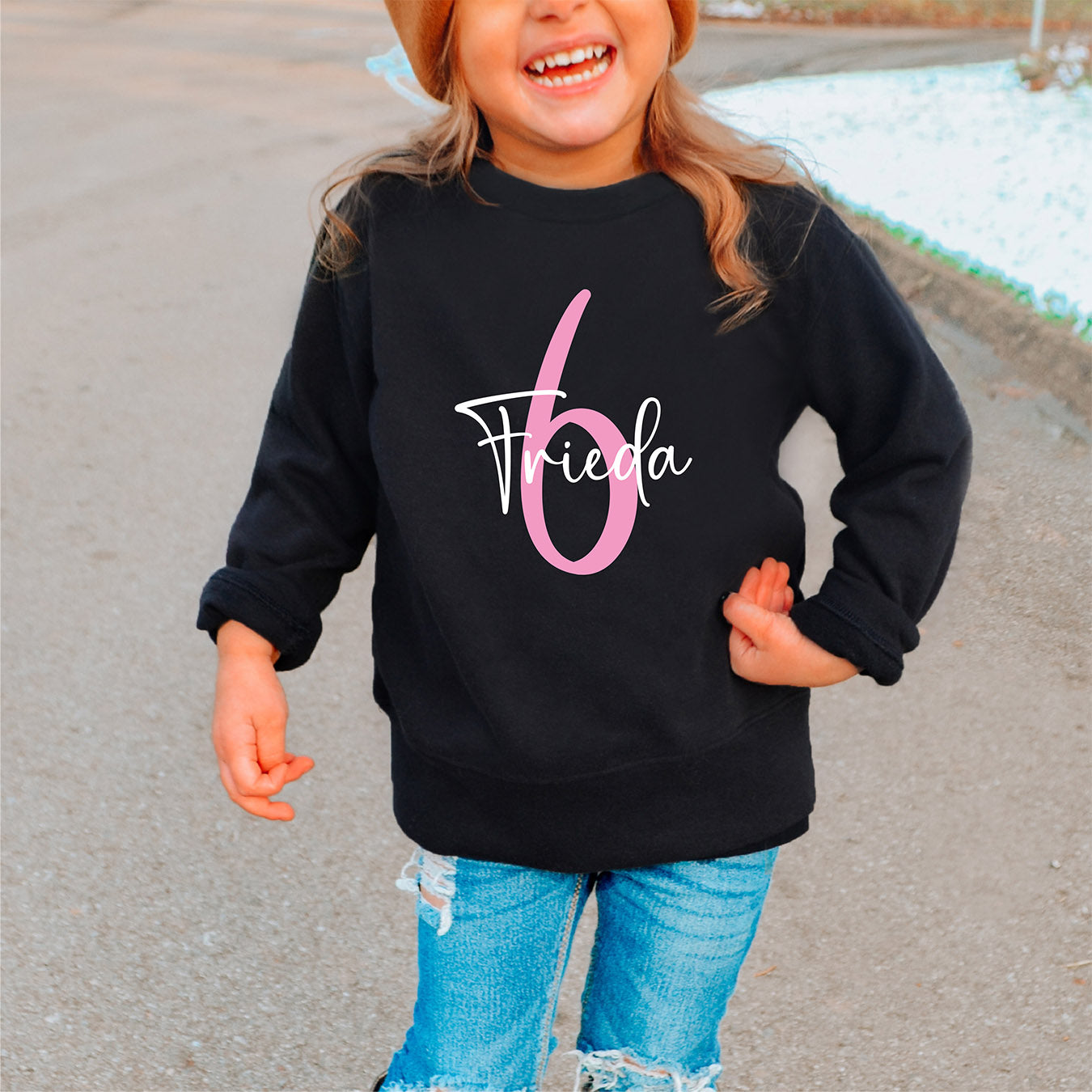 Geburtstagsshirt (langarm) für Kinder, personalisiert mit Name und Alter