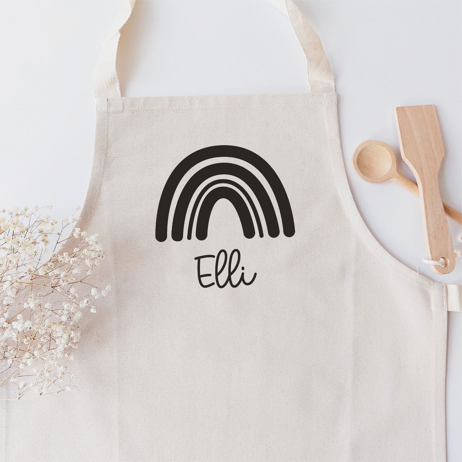 Kinder-Kochschürze mit Regenbogen & Name