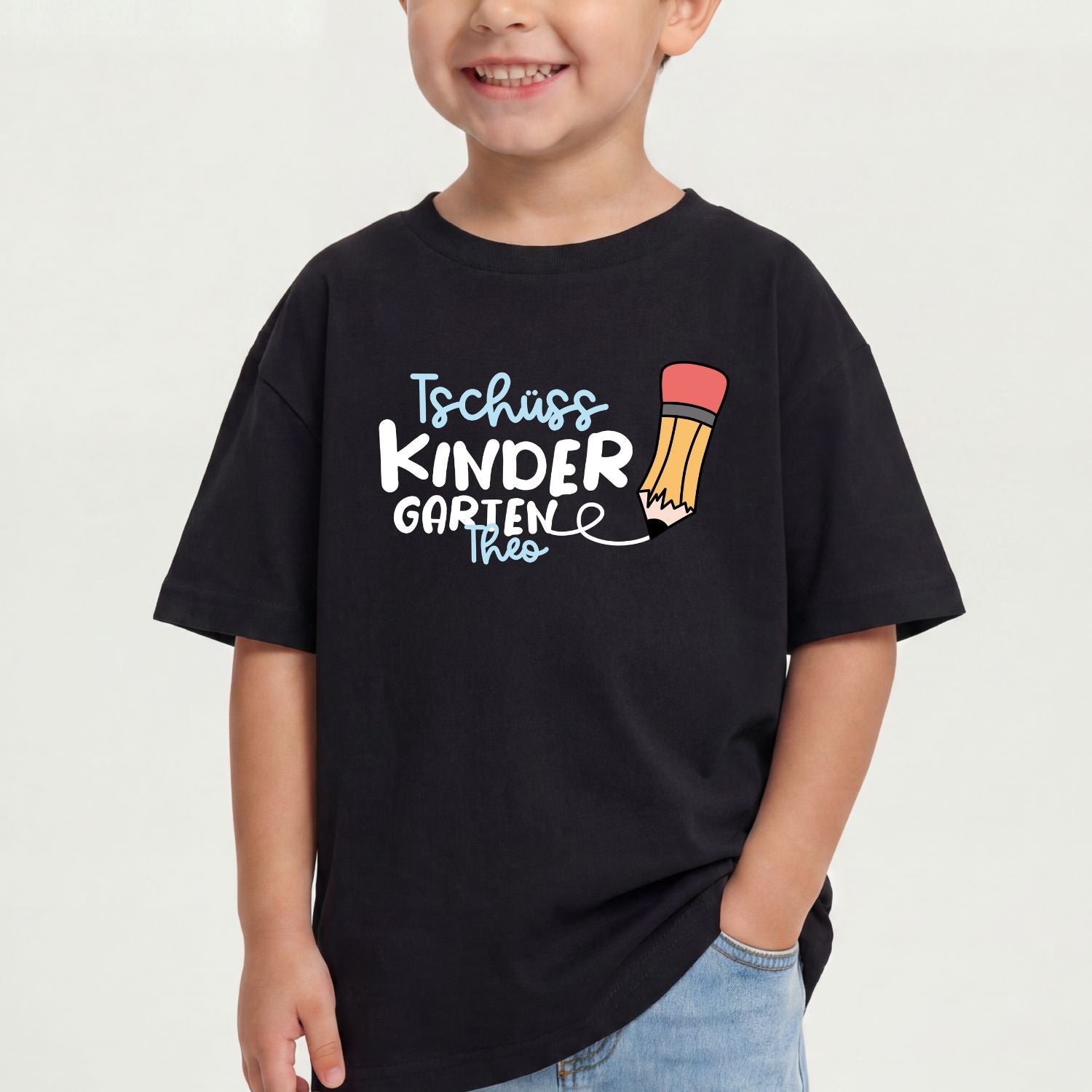 Kinder T-Shirt (Junge) "Tschüss KINDERGARTEN" mit Name