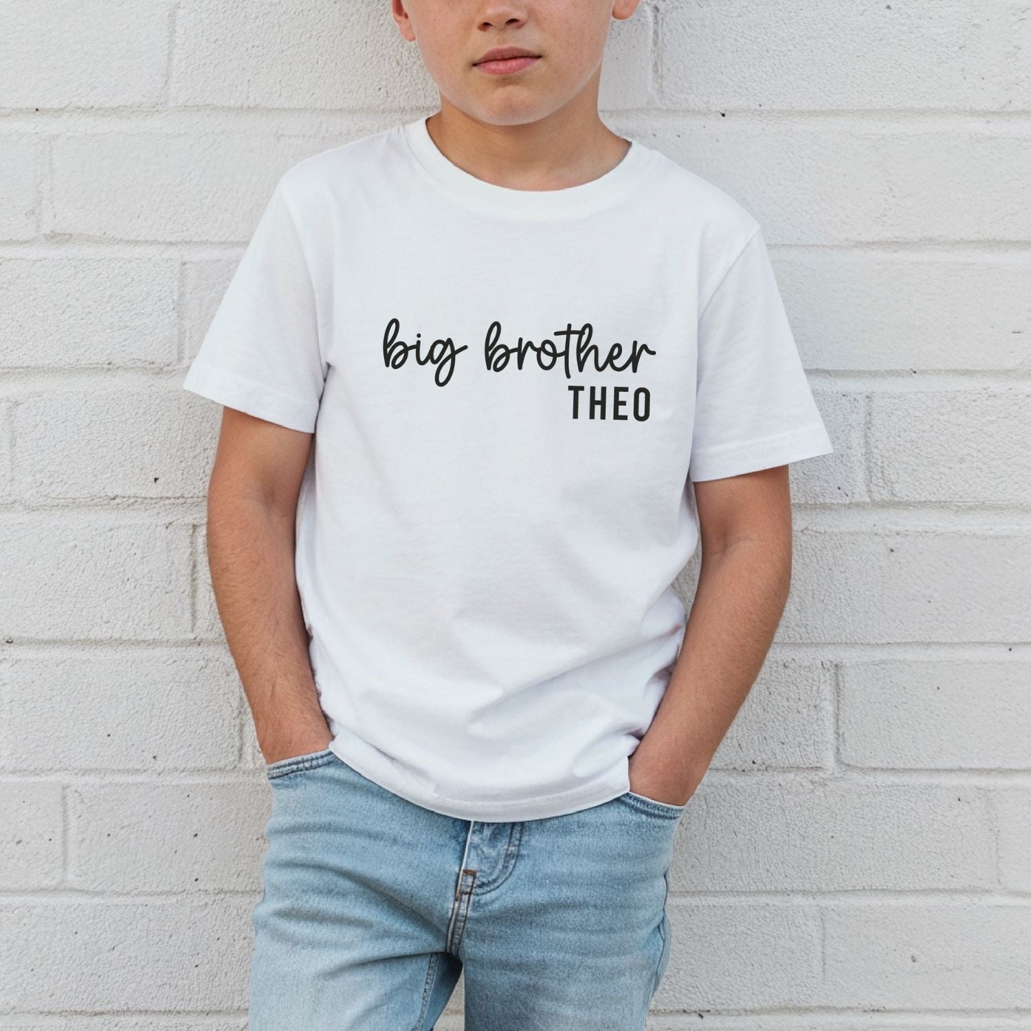 Geschwister T-Shirt "big brother" mit Name des großen Bruders