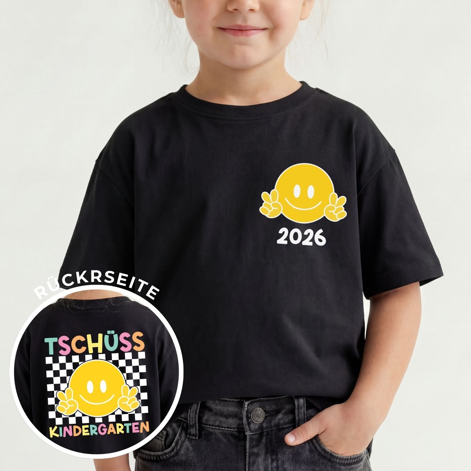 Kinder T-Shirt "TSCHÜß KINDERGARTEN" mit Jahresangabe, #bunt
