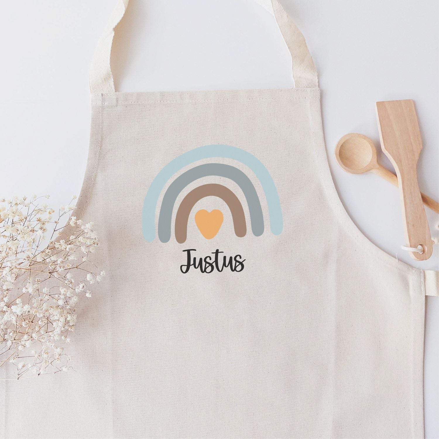 Kinderschürze (personalisiert) mit Regenbogen für Jungen