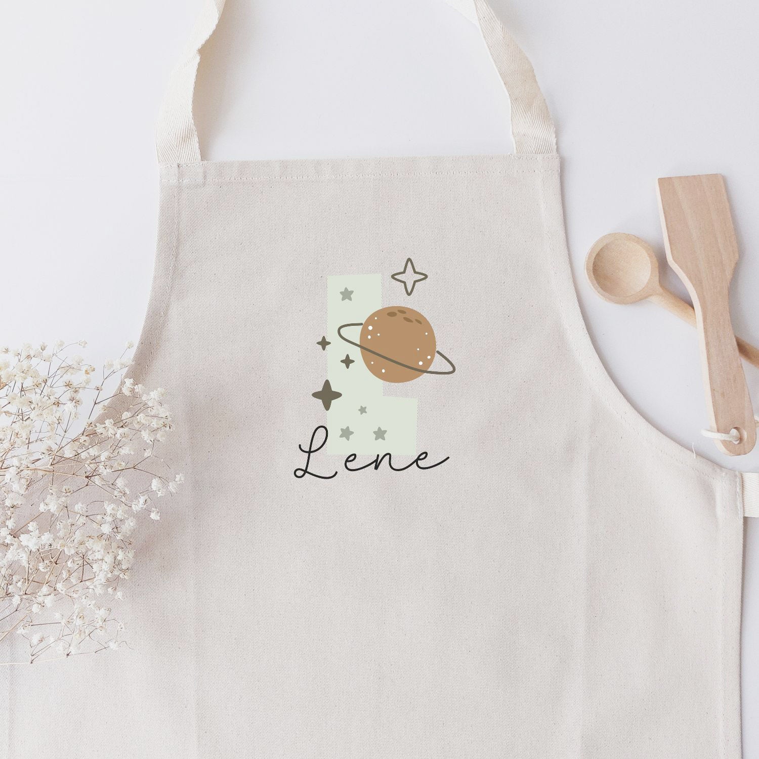 Kinderschürze (personalisiert mit Initiale + Name), #Space & Raumfahrt