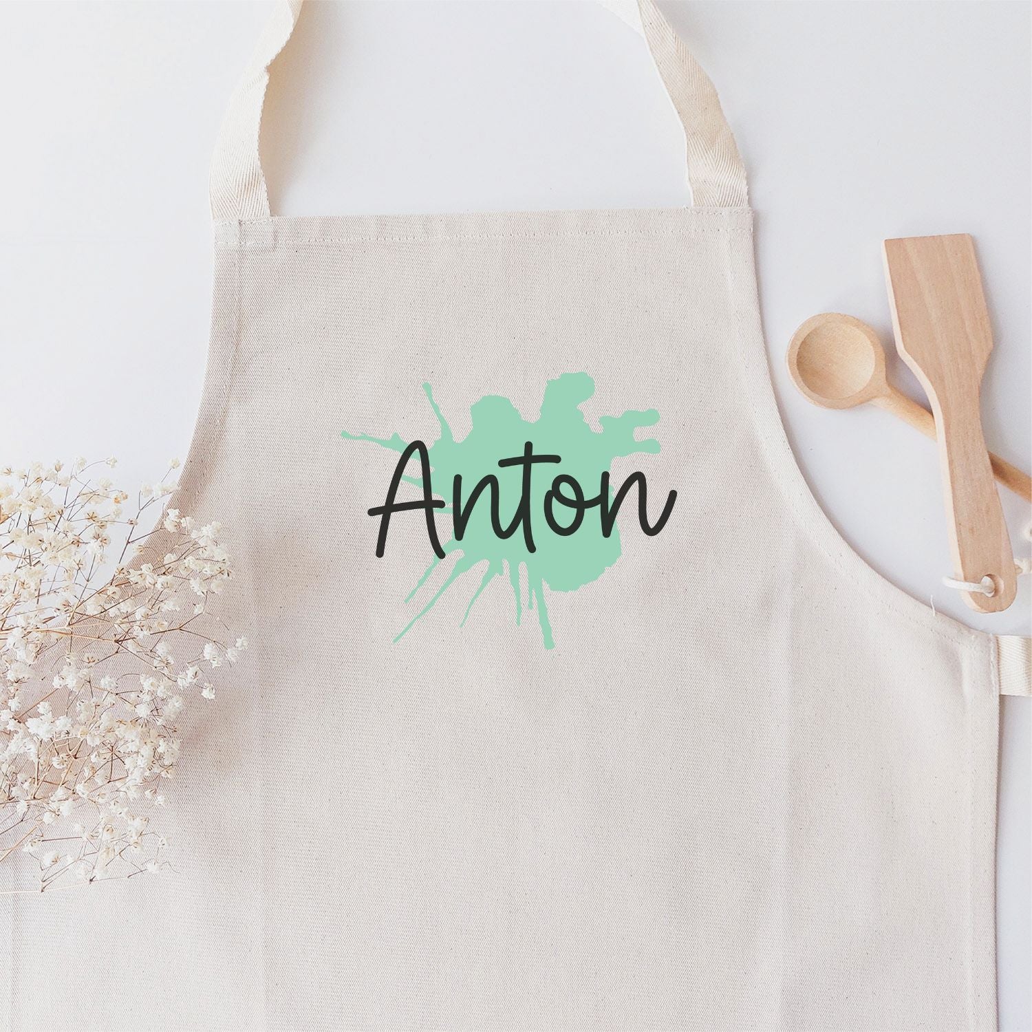 Malschürze für Kinder (mit Farbklecks und Name)