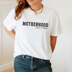Mama T-Shirt "MOTHERHOOD", personalisiert mit Kindernamen