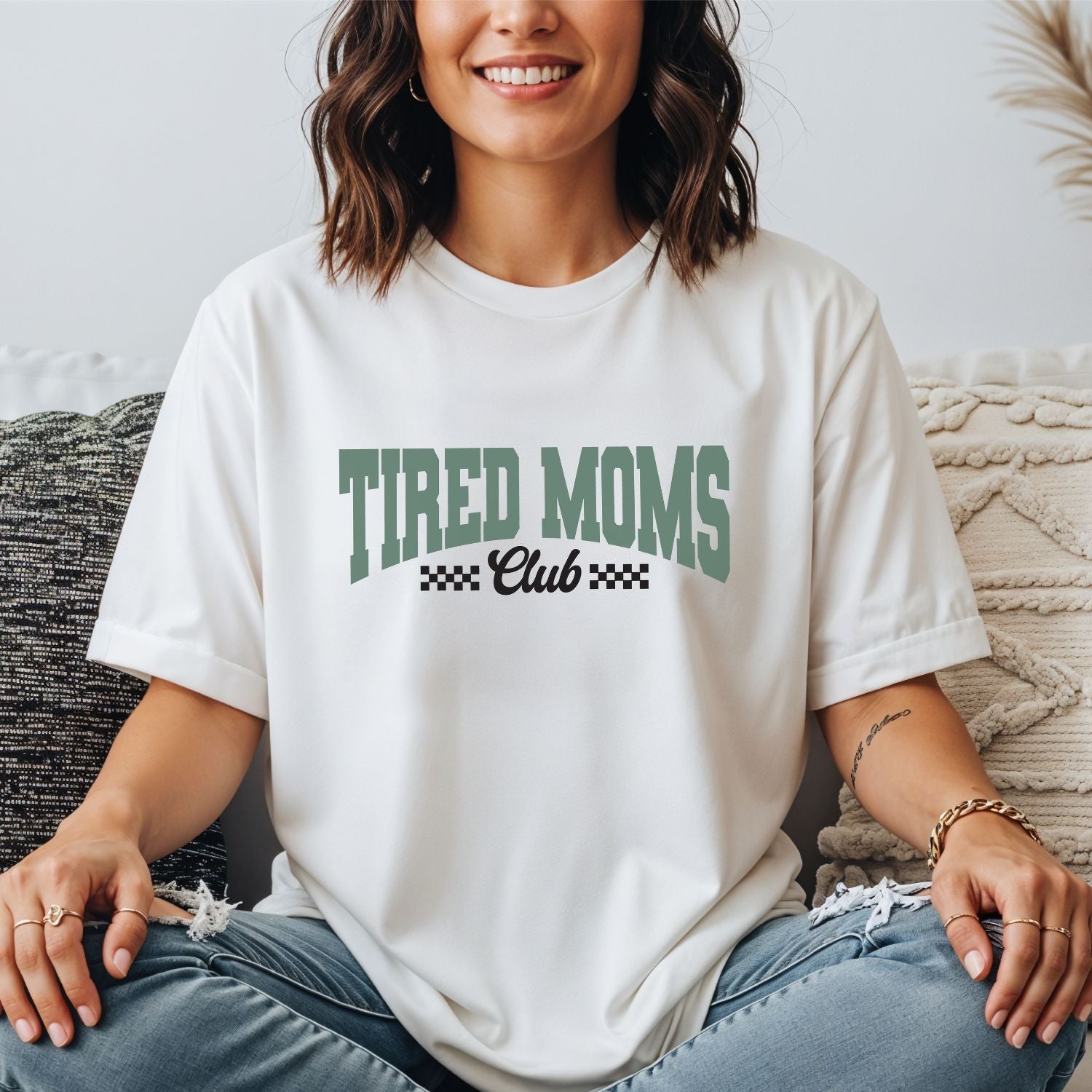 Mama-Shirt "TIRED MOMS Club" (weiß), #Geschenk Geburtstag