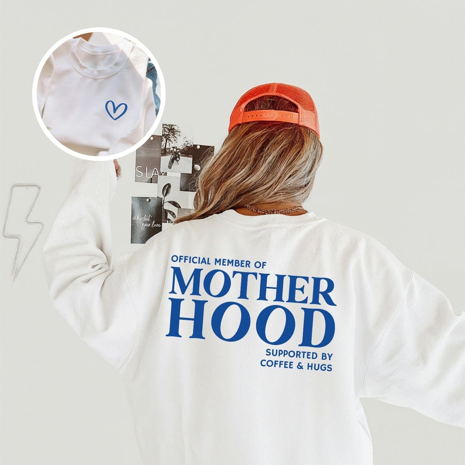 Mama-Sweatshirt mit großen Rückenaufdruck: "MOTHER HOOD" als Geschenk für die Mama