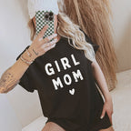 Mama T-Shirt (schwarz) "GIRL MOM ♥", #Geburt Mädchen