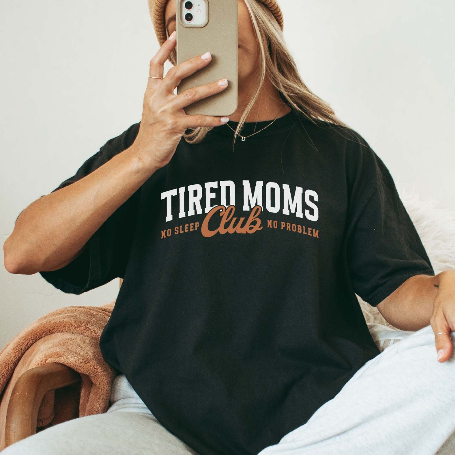 Mama T-Shirt (schwarz) "TIRED MOMS Club. No sleep - No problem", #Geschenk Muttertag