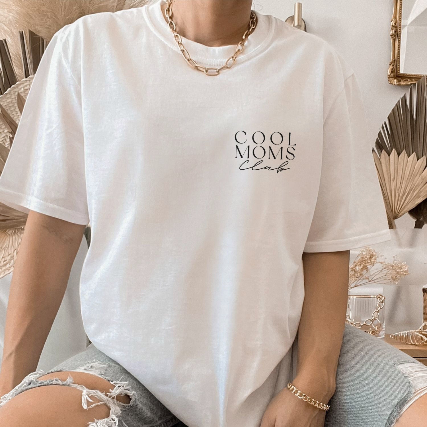 Mama T-Shirt (weiß) mit "Cool Moms Club" Brustaufdruck