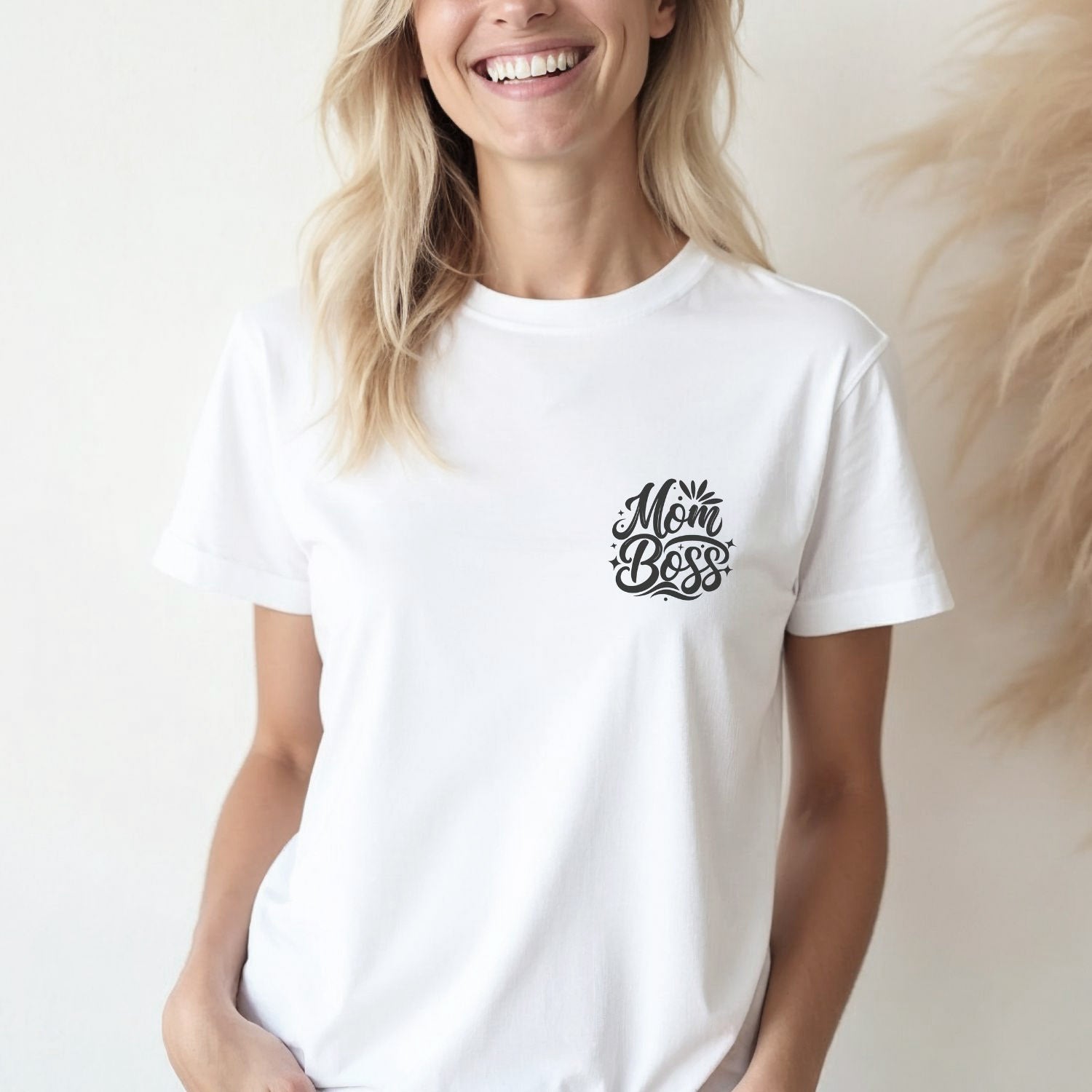 Mama T-Shirt (weiß) "Mom Boss", #Geschenk Geburtstag