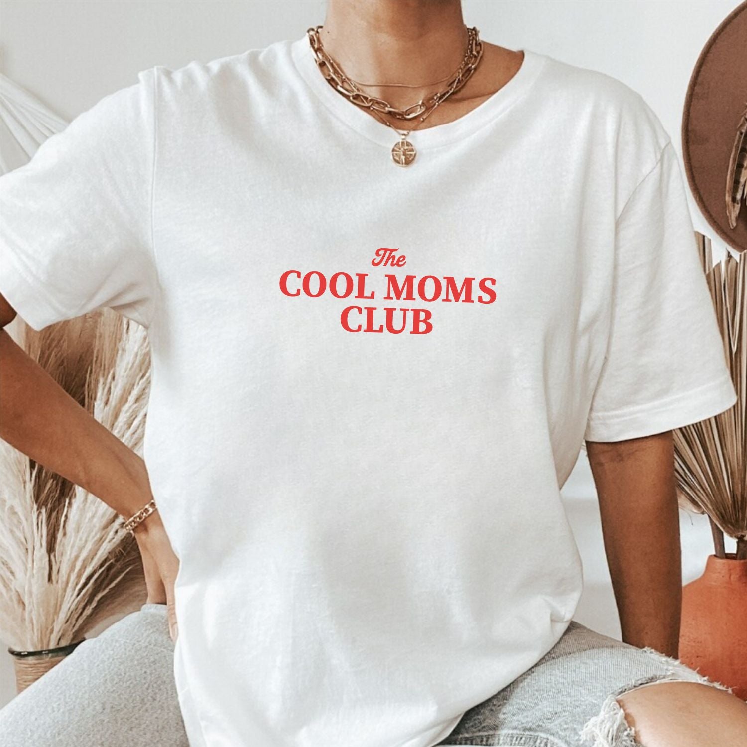 Mama T-Shirt (weiß) "The COOL MOMS CLUB" #rot