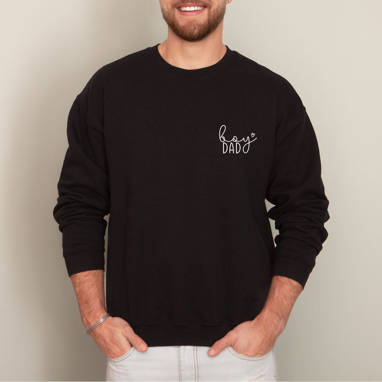 Papa-Sweater mit dezenten "boy DAD" Brustaufdruck, #Jungsspapa